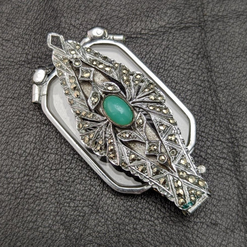 Antique Portable Folding Glasses Marcasite Decorated Roniet